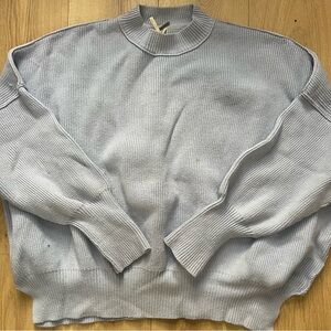 Free People east street Pale Blue Ribbed Mock Neck Sweater